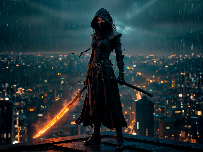 Guerreira ninja criada com IA