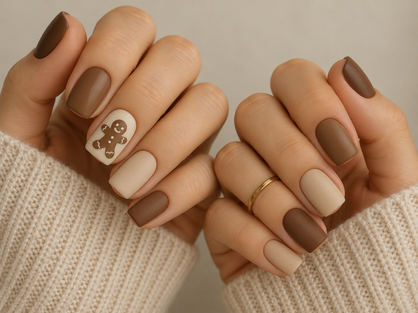 Unhas decoradas com biscoito de gengibre criadas com IA